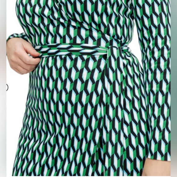 NWT Women's Long Sleeve Midi Arrow Geo Green Wrap Dress - DVF for Target - Picture 5 of 10